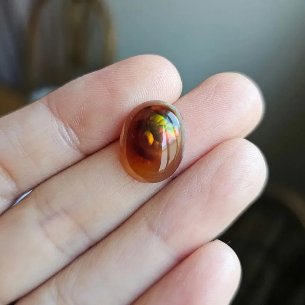 Natural Fire Agate Oval Cabochon 7.25 CT Iridescent Loose Gemstone